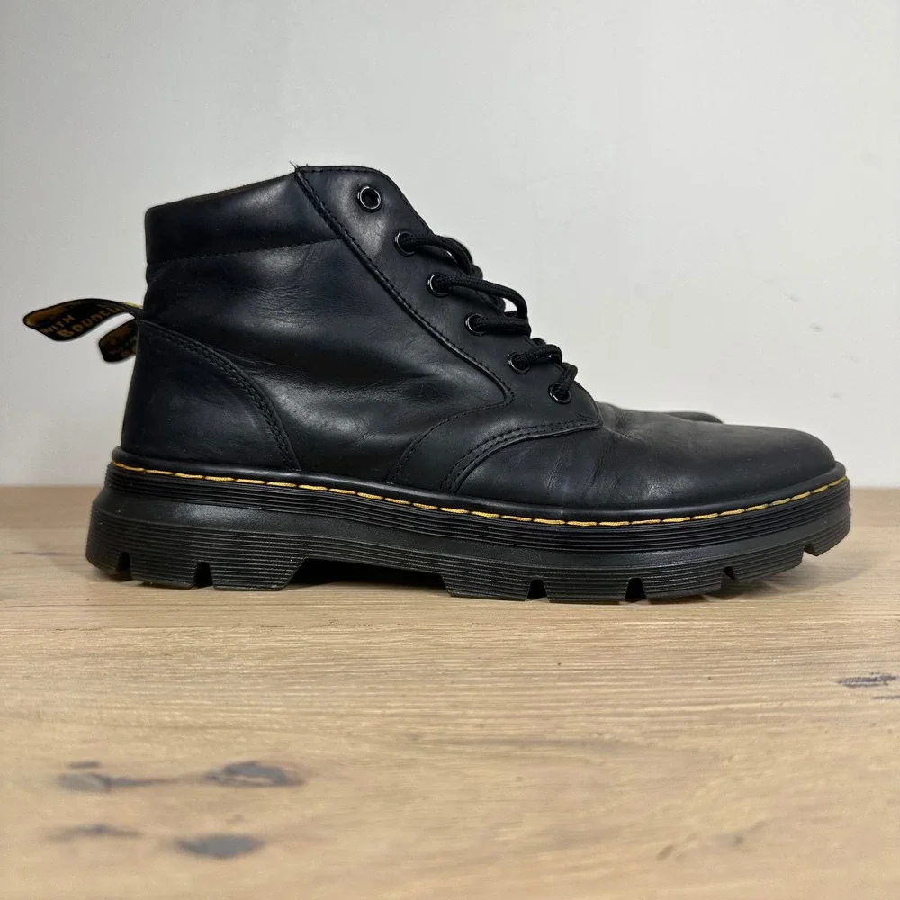 Dr. Martens Bonny Boots Mens 10 Black Leather Padded Collar Lug Sole Chukka